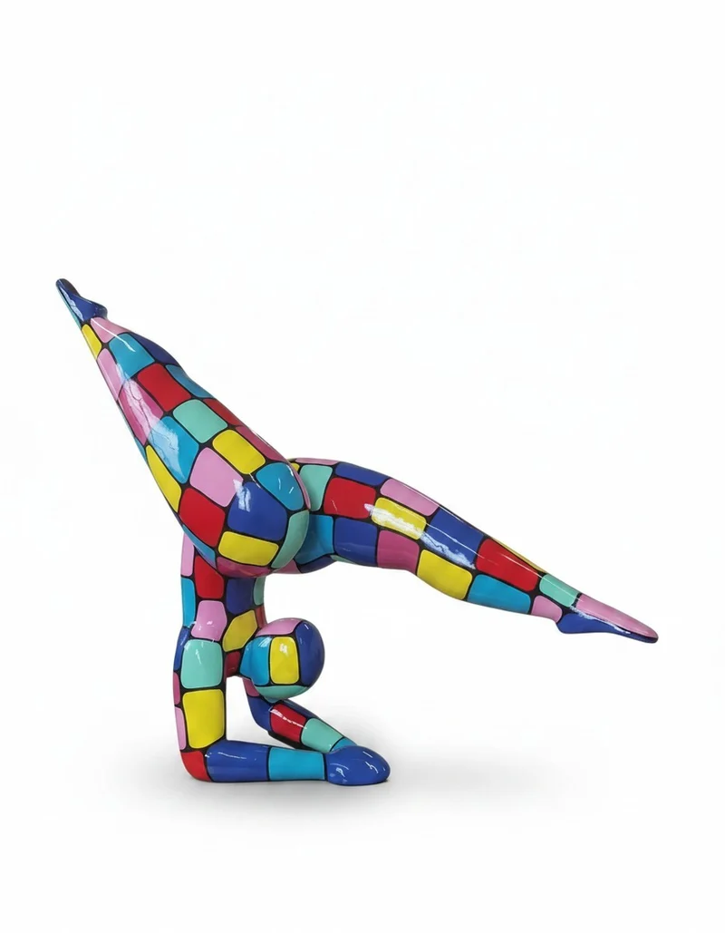 Casa Padrino Luxus Deko Skulptur Statue Bunt Akrobatin H. 140 cm - Riesige Gartenskulptur - Lebensgroße Skulptur - XXL Deko Skulptur - XXL Deko Figur