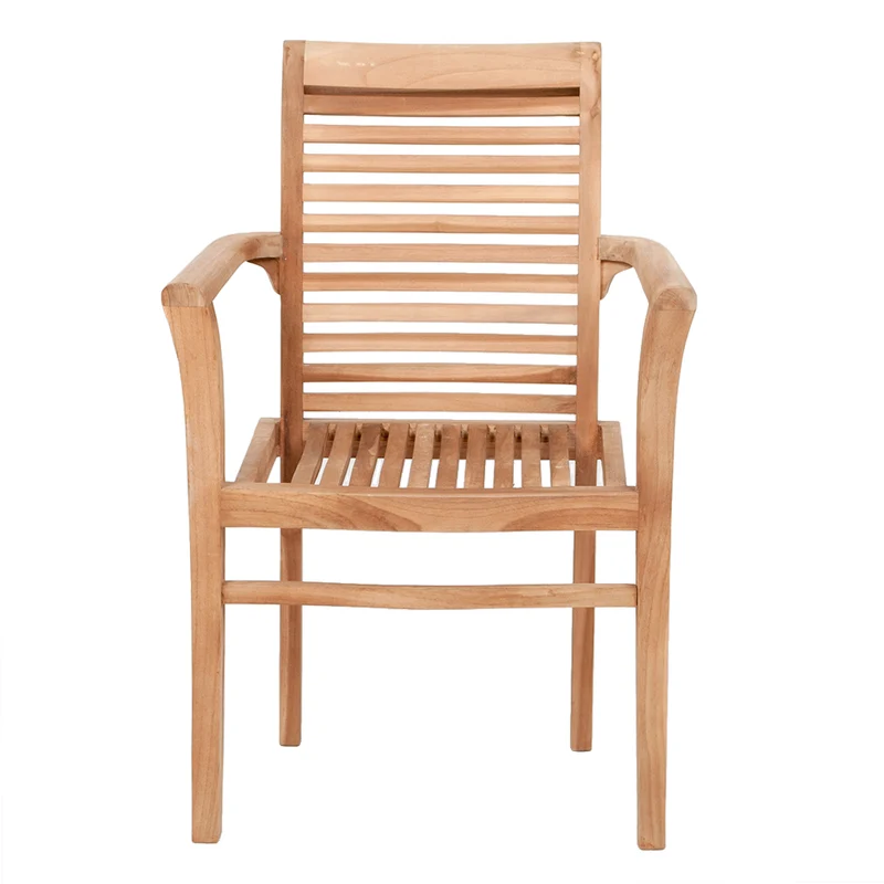 2tlg. Set Teak Armlehnstuhl LETAK stapelbar Natural inkl.Sitzkissen