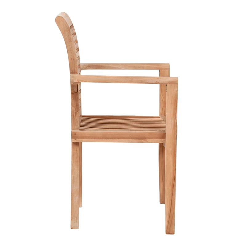 2tlg. Set Teak Armlehnstuhl LETAK stapelbar Natural inkl.Sitzkissen