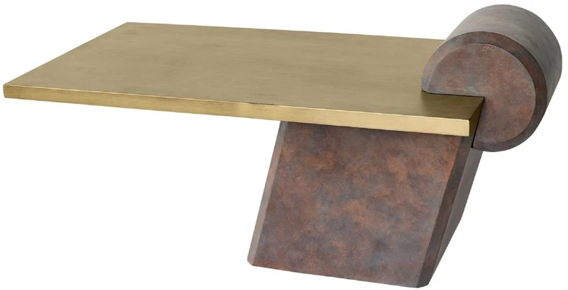 Casa Padrino Designer Couchtisch Messing / Antik Kupfer 115 x 60 x H. 53 cm - Wohnzimmertisch aus Glasfaserverstärktem Beton - Luxus Qualität
