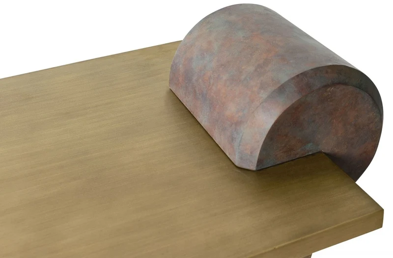 Casa Padrino Designer Couchtisch Messing / Antik Kupfer 115 x 60 x H. 53 cm - Wohnzimmertisch aus Glasfaserverstärktem Beton - Luxus Qualität