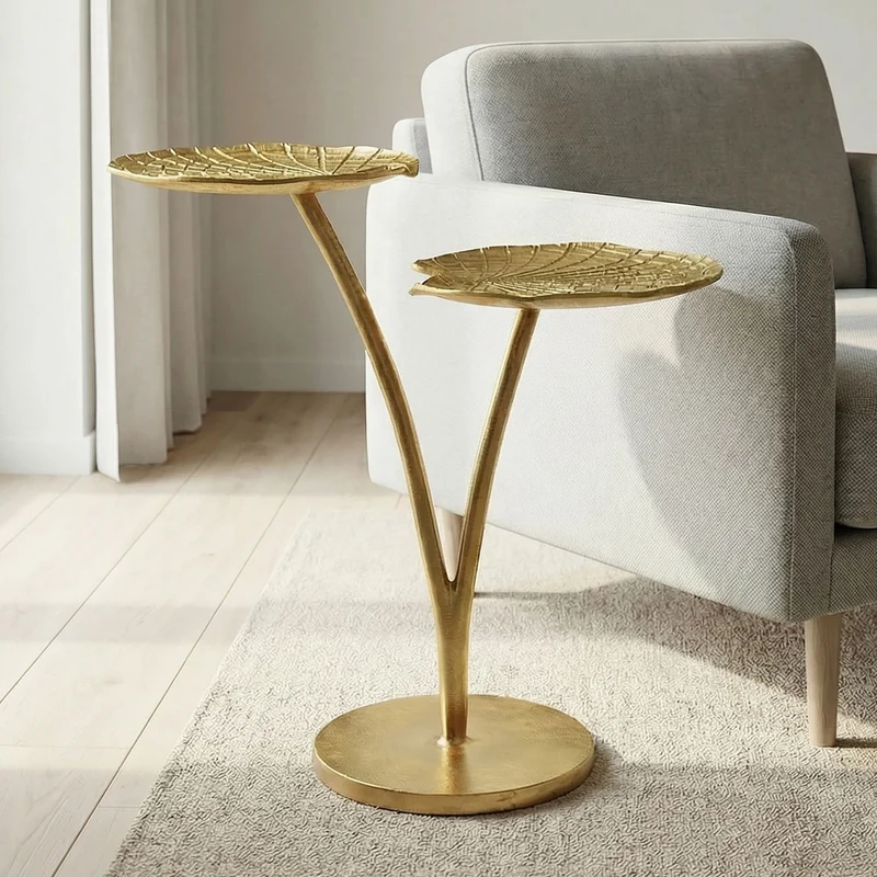 Beistelltisch Seerosenblatt Gold, Wohnling Alu-Tisch für Wohnzimmer