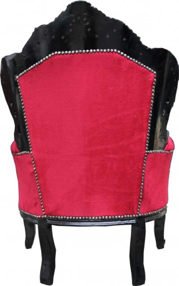 Casa Padrino Barock Sessel King Bordeaux / Schwarz mit Bling Bling Glitzersteinen - 120 x 85 x 85 cm