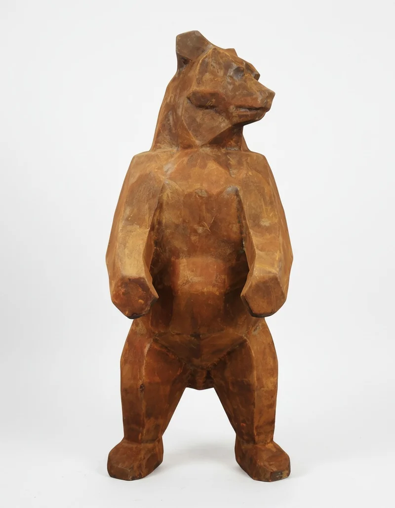 Casa Padrino Luxus Deko Skulptur Bär Kopie Des Großen Stehenden Facettierten H. 190 cm - Riesige Gartenskulptur - Lebensgroße Skulptur - XXL Deko Skulptur - XXL Deko Figur