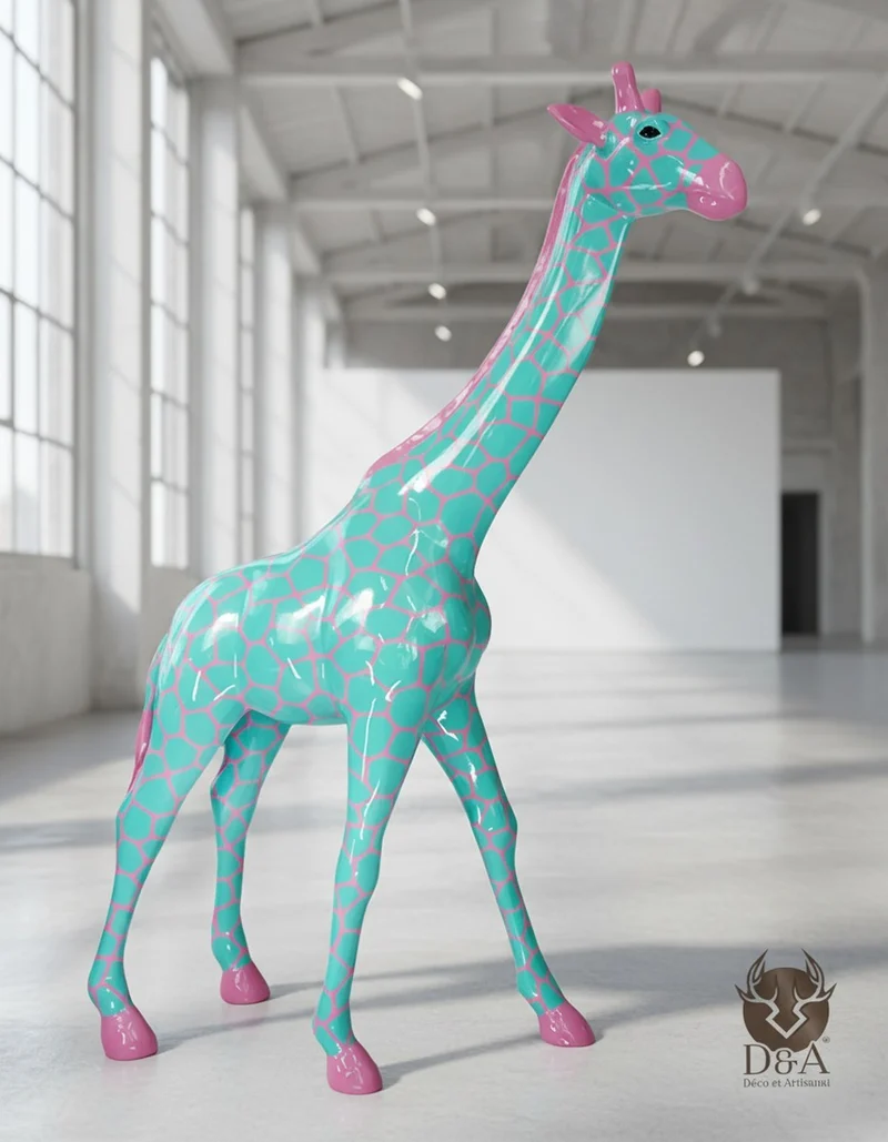 Casa Padrino Luxus Deko Skulptur Giraffe H. 230 cm - Riesige Gartenskulptur - Lebensgroße Skulptur - XXL Deko Skulptur - XXL Deko Figur