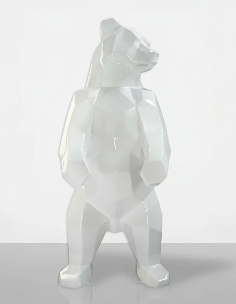 Casa Padrino Luxus Deko Skulptur Bär Großer Facettierter Stehend H. 190 cm - Riesige Gartenskulptur - Lebensgroße Skulptur - XXL Deko Skulptur - XXL Deko Figur