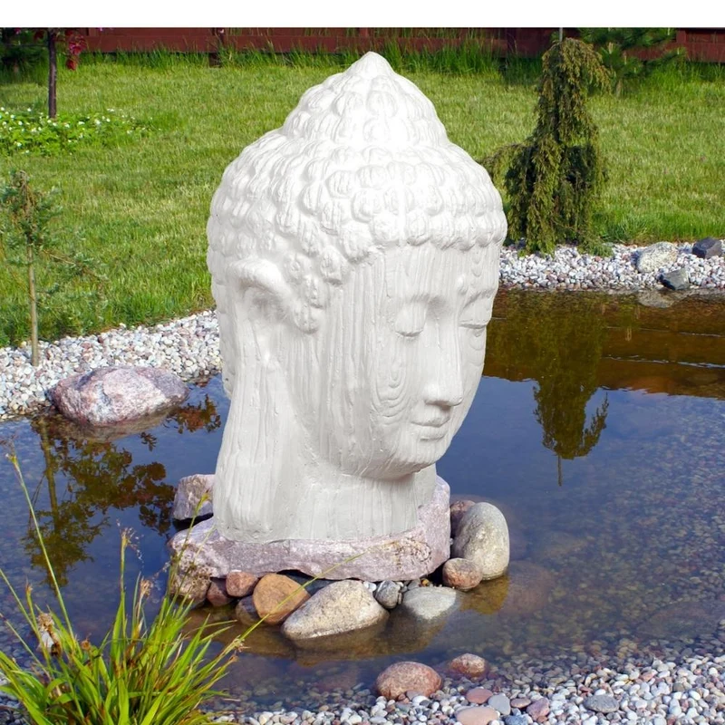 Dekorativer Buddha Kopf BESAR-M 60cm Weiss