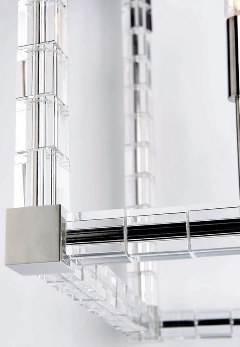 Casa Padrino Designer Kronleuchter Silber 34,5 x 34,5 x H. 56 cm - Moderner Luxus Kristallglas Kronleuchter