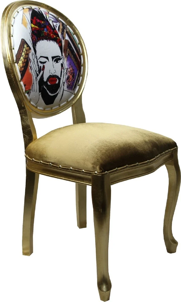 Pompöös by Casa Padrino Luxus Barock Esszimmerstühle Gold / Mehrfarbig 50 x 60 x H.104 cm - Pompööse Barock Stühle designed by Harald Glööckler - 6 Esszimmerstühle