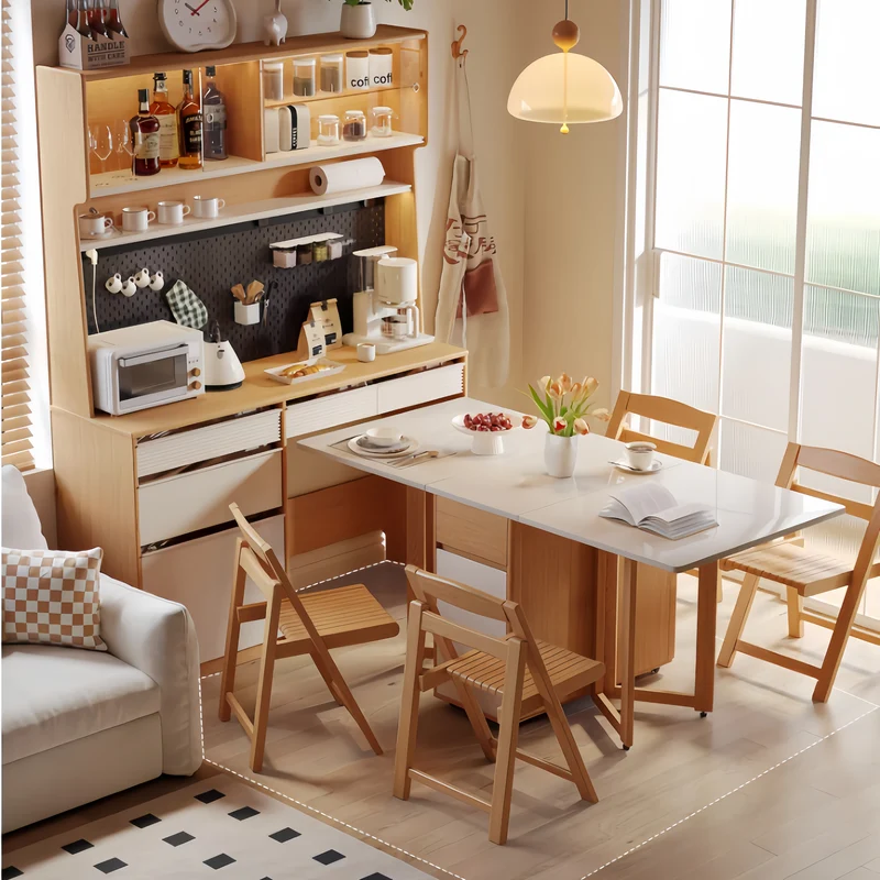 Sideboard-Schrank mit doppelseitigem Klapptisch und 4 Klappstühlen