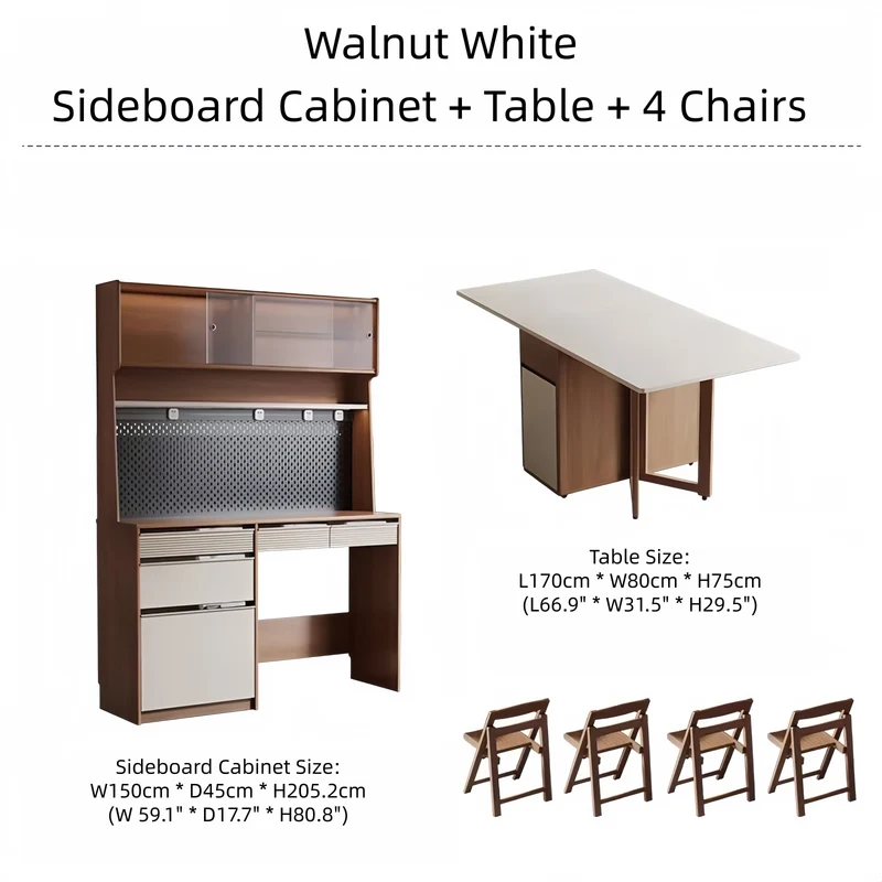 Sideboard-Schrank mit doppelseitigem Klapptisch und 4 Klappstühlen