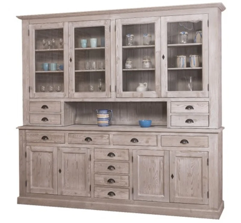 Casa Padrino Sideboard im Landhausstil mit 4 Glastüren und 8 Schubladen, 245 x 47 x 225 cm