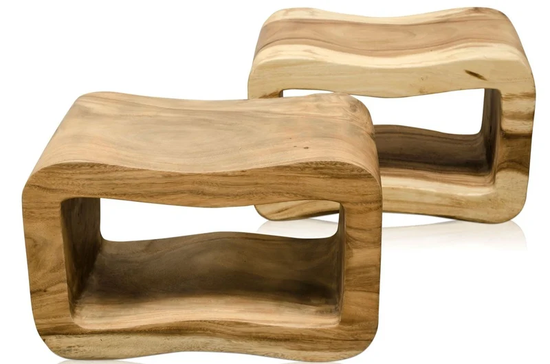 Casa Padrino Luxus Wohnzimmer Beistelltisch Naturfarben 60 x 30 x H. 40 cm - Designer Wohnzimmermöbel