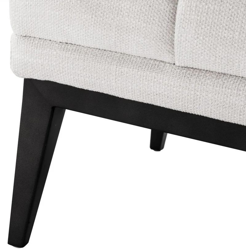 Casa Padrino Luxus Fußhocker Weiß / Schwarz 65 x 53 x H. 44 cm - Rechteckiger Hocker mit Edelstahl Beinen - Wohnzimmer Möbel