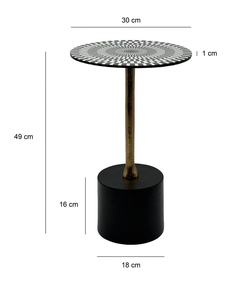 Beistelltisch Op-Art 49cm, Aluminium mit Emaille-Platte, handgefertigt