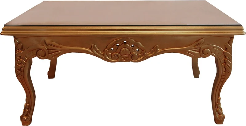 Casa Padrino Barock Couchtisch Gold 100 x 70 cm - Wohnzimmer Salon Tisch Möbel