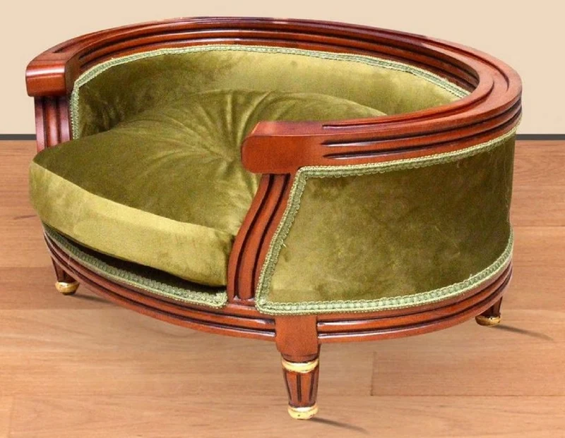 Casa Padrino Barock Hundebett Royal Grün / Braun / Gold - Barock Hundemöbel - Barock Tiermöbel - Möbel im Barockstil