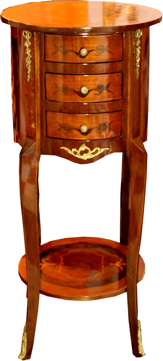 Casa Padrino Barock Kommode mit Schubladen Braun 80 x 40 cm - Antik Stil Beistell Tisch - Telefontisch - Möbel
