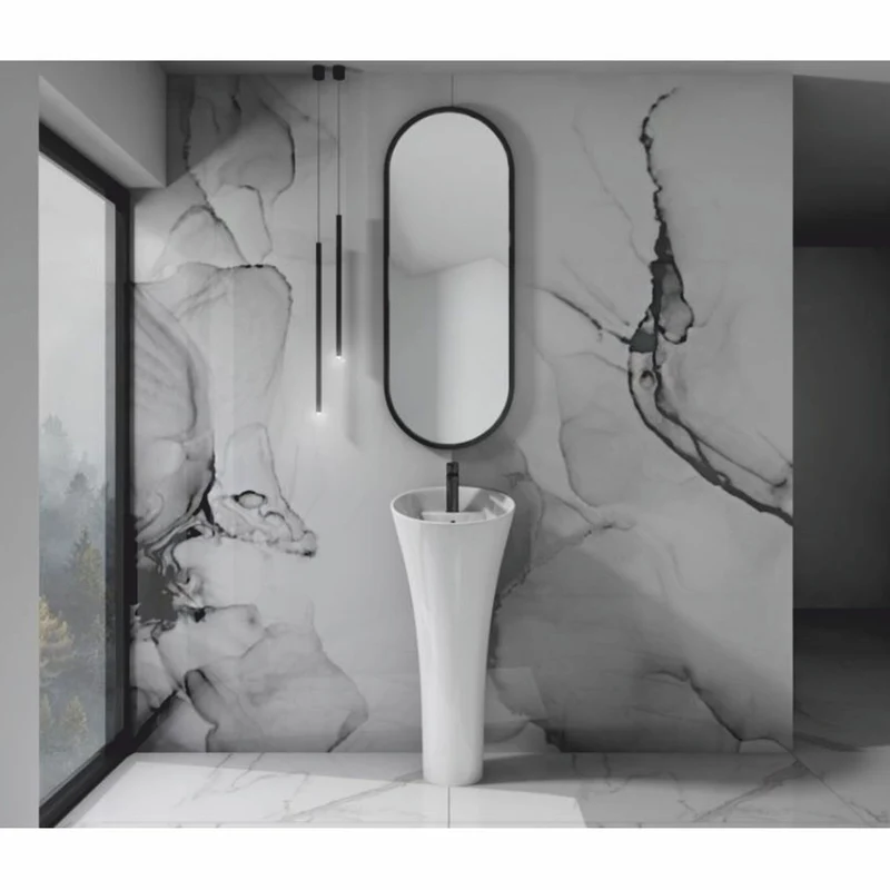 Casa Padrino Luxus Waschbecken Hochglanz Weiß H. 95 cm - Freistehendes Waschbecken