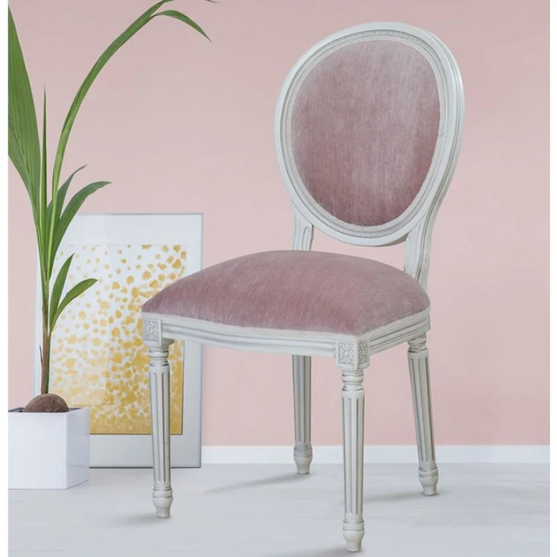 Casa Padrino Luxus Barock Esszimmer Stuhl Pink / Weiß / Silber H. 98 cm - Barock Möbel