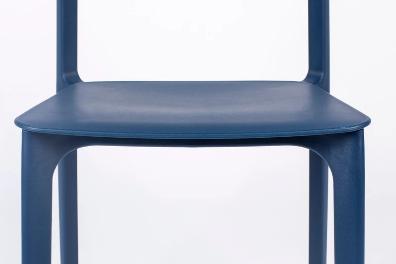 Esszimmerstuhl Clive im 4er-Set, Dunkelblau aus Kunststoff, stapelbar