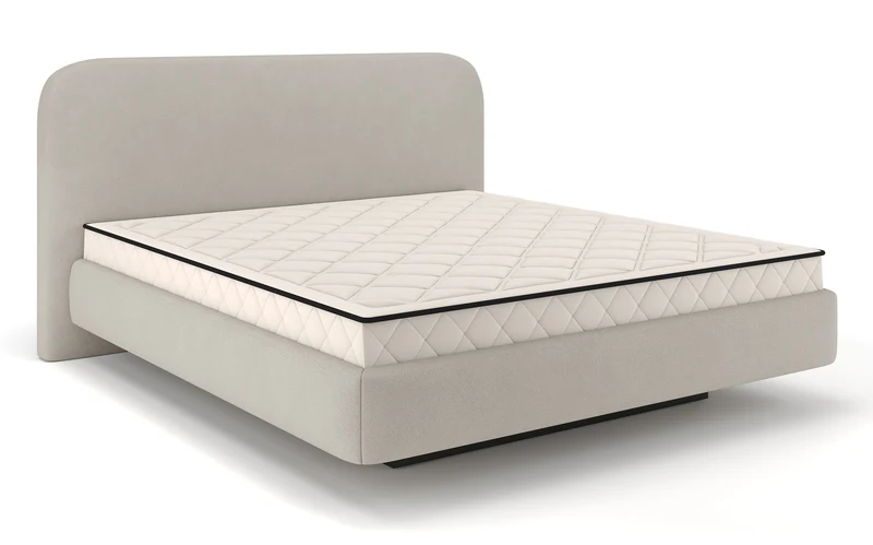 Gepolstertes Bett 160x200 cm Nellado mit Stauraum und Matratze in grau-beigem Chenillestoff