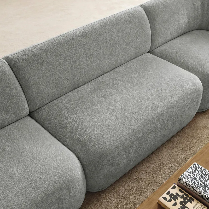 Doppeltes Mittelmodul Bommo, grauer Chenille