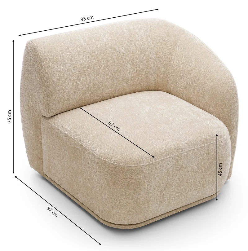 Einzelmodul Bommo rechtsseitig beige Chenille