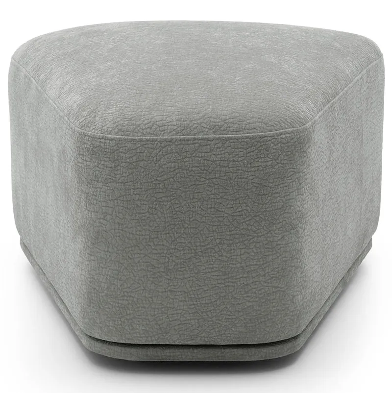 Modulares Ecksofa Bommo L-förmig mit Pouf, rechtsseitig, grauer Chenille-Stoff