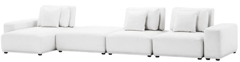 Casa Padrino Luxus Wohnlandschaft Weiß / Schwarz 340 x 159 x H. 83 cm - Wohnzimmer Sofa mit 6 Kissen - Luxus Qualität