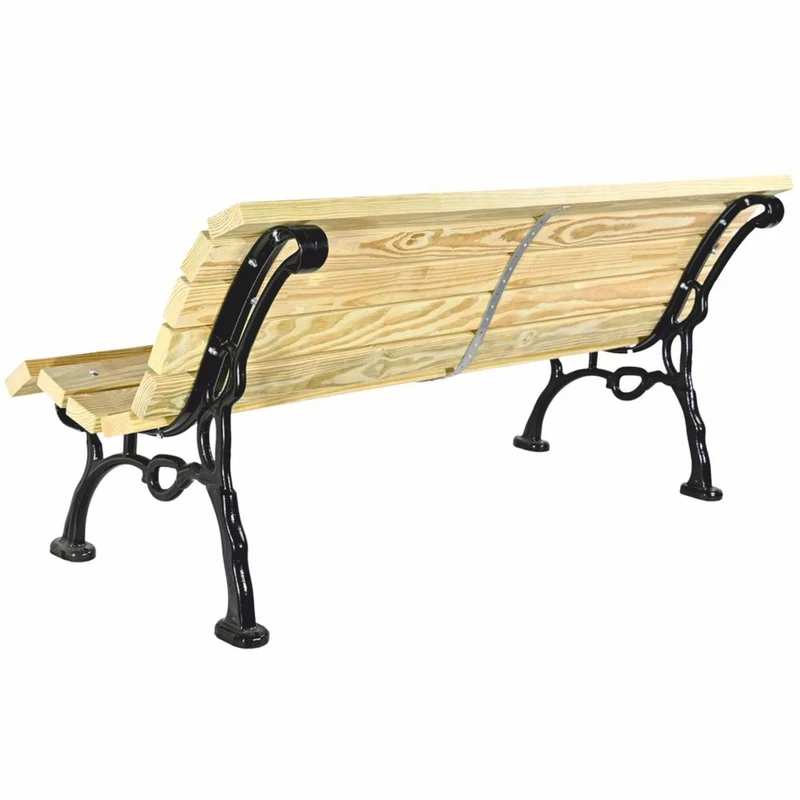 Casa Padrino Parkbank - Stadtbank Naturfarben / Schwarz 180 cm - Garten Möbel