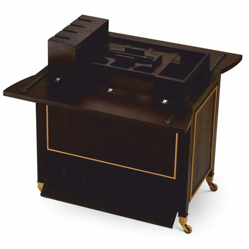 Casa Padrino Luxus Servierwagen Dunkelbraun / Messing 90,5 cm - Hotel Trolley