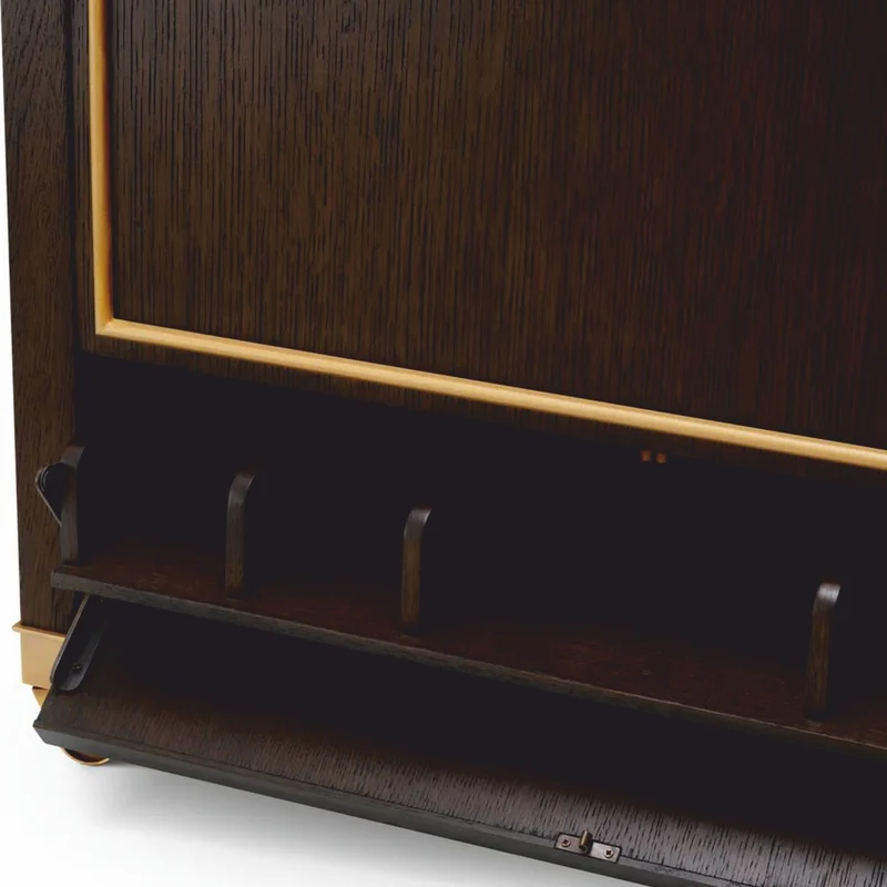Casa Padrino Luxus Servierwagen Dunkelbraun / Messing 90,5 cm - Hotel Trolley