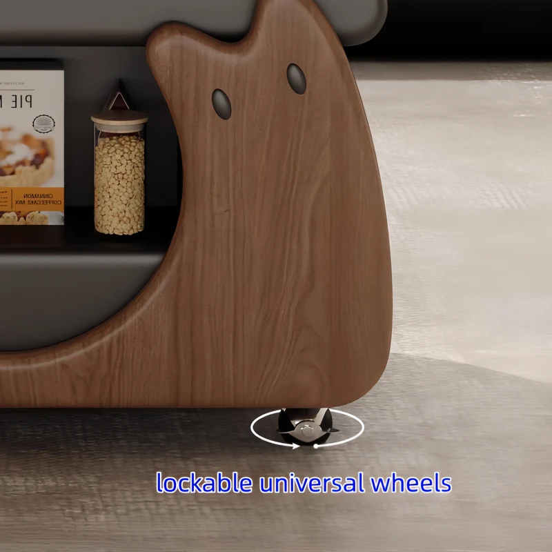 Couchtisch aus Massivholz, höhenverstellbar und klappbar, mit Stauraum und Universalrollen