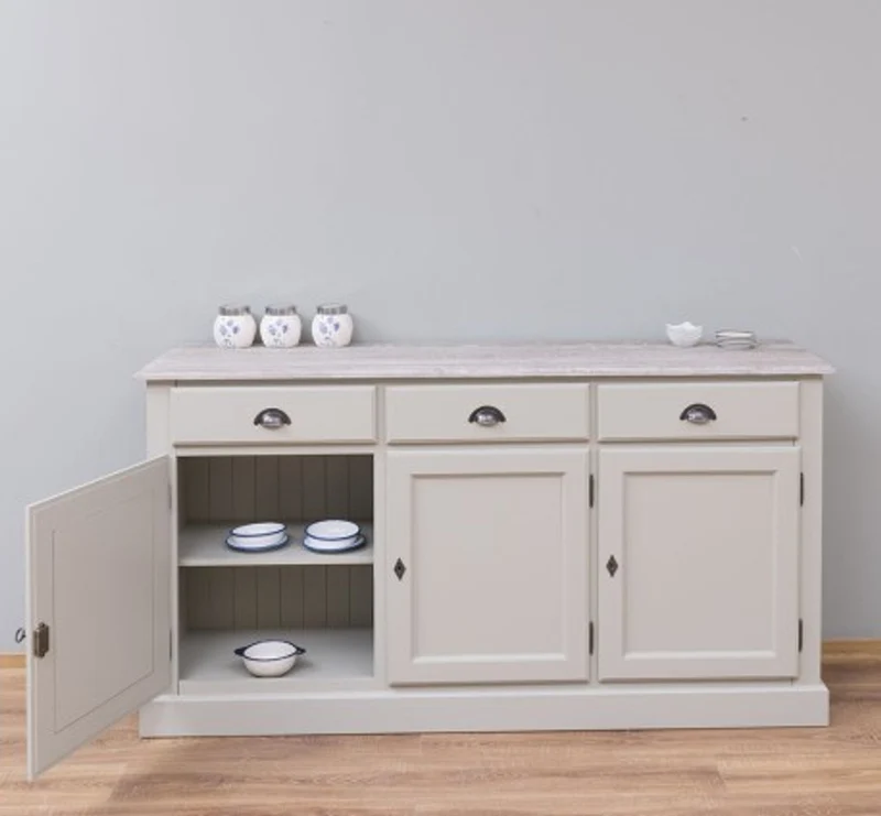 Casa Padrino Sideboard im Landhausstil mit 3 Türen, 3 Schubladen und Eichenholzplatte, 172 x 45 x 90 cm