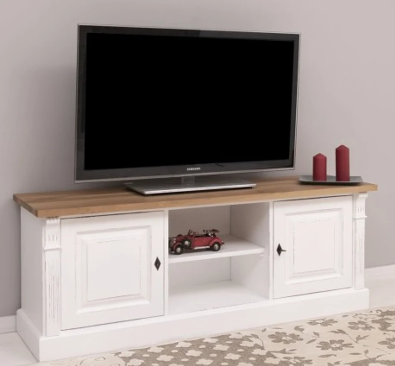 Casa Padrino Kommode im Landhausstil mit 2 Türen und Eichenholzplatte, 160 x 49 x 60 cm