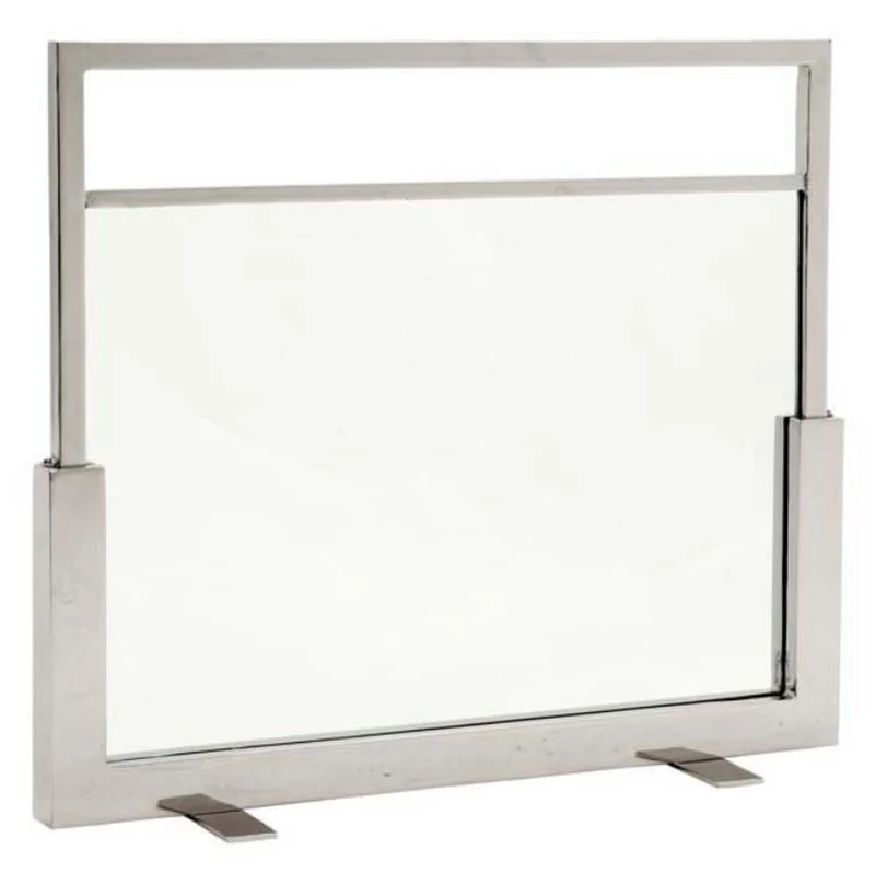 Casa Padrino Funkenschutz Feuerschirm Silber 80 x H. 68 cm - Luxus Kaminschirm aus Glas und Stahl