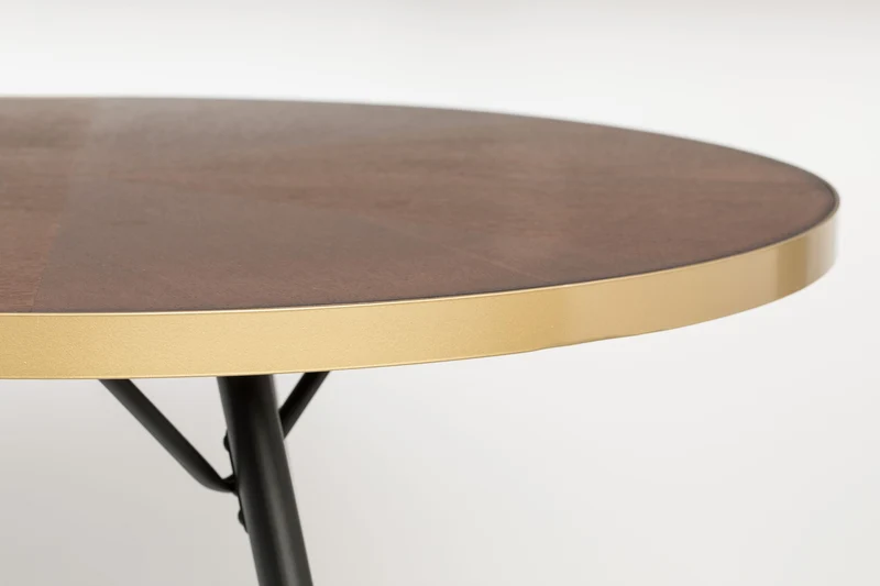 Esstisch Denise 200, oval mit Eschenfurnier und goldfarbener Kante