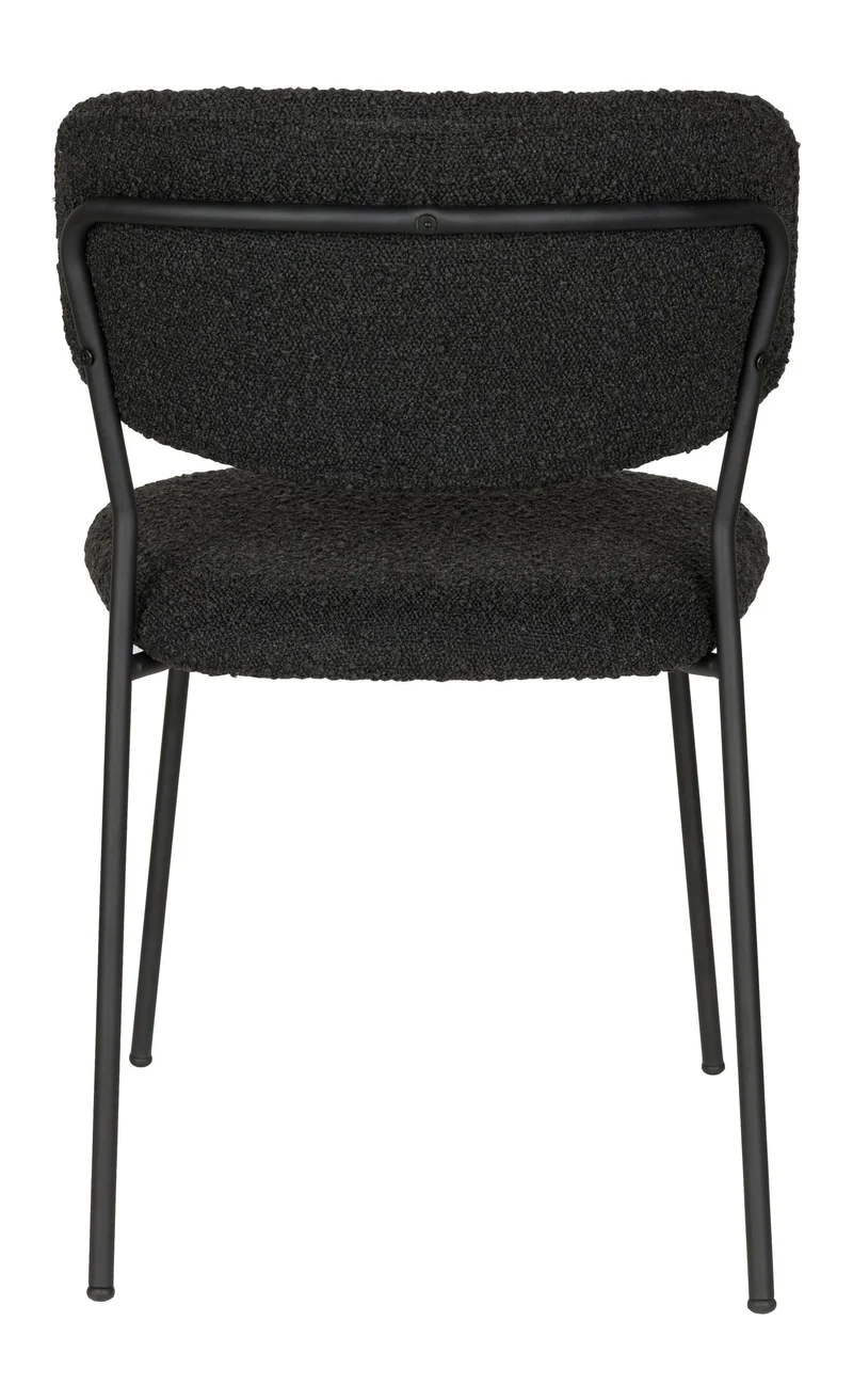 Esszimmerstuhl Jolien im 2er-Set, Schwarz mit Bouclé-Stoff