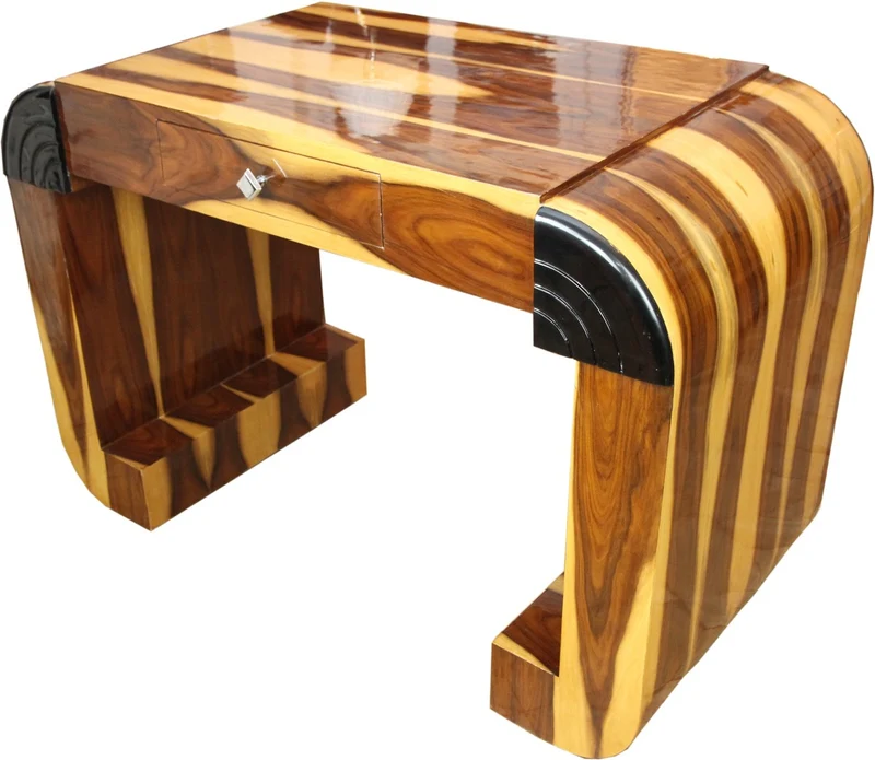 Casa Padrino Art Deco Sekretär Hellbraun / Braun 120 x 61 x H82.5 cm mit Schublade - Designer Schreibtisch
