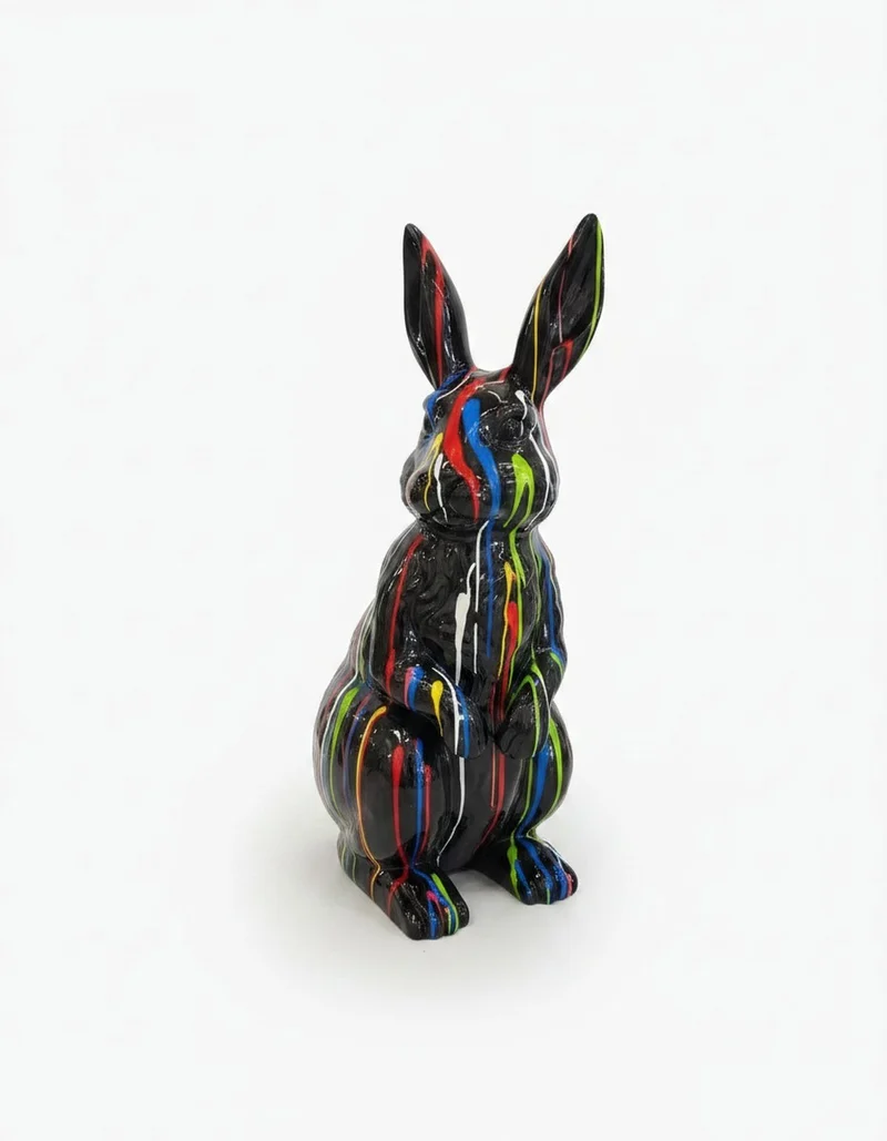 Casa Padrino Luxus Deko Skulptur Hase Kaninchen Trash H. 110 cm - Riesige Gartenskulptur - Lebensgroße Skulptur - XXL Deko Skulptur - XXL Deko Figur
