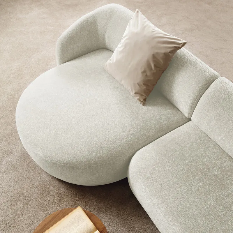Modulares Ecksofa Bommo L-förmig linksseitig, cremefarben, Chenille