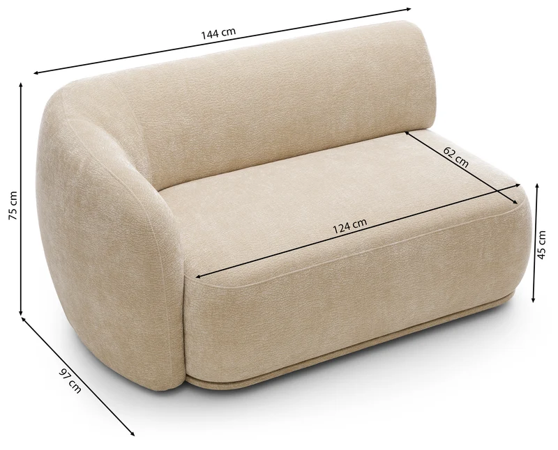 Doppelmodul Bommo linksseitig, grau-beige Chenille