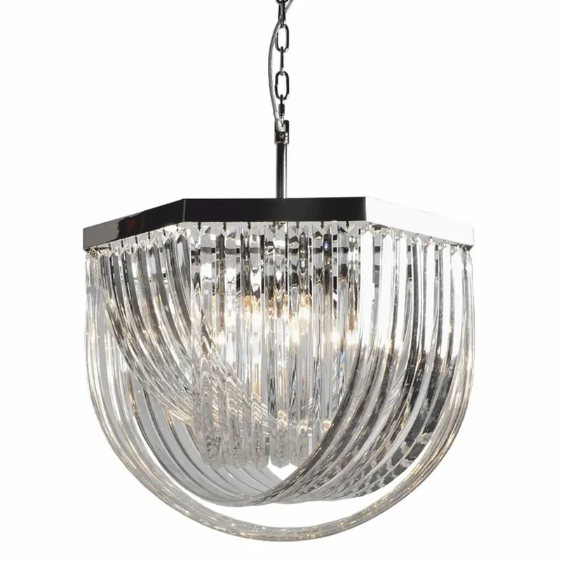 Casa Padrino Glas Hängeleuchte Silber 61 x H. 43 cm - Pendelleuchte