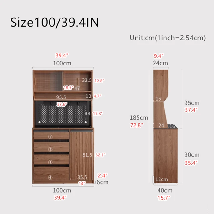Kaffeebarschrank aus Massivholz mit Stecktafel-Organizer und reichlich Stauraum