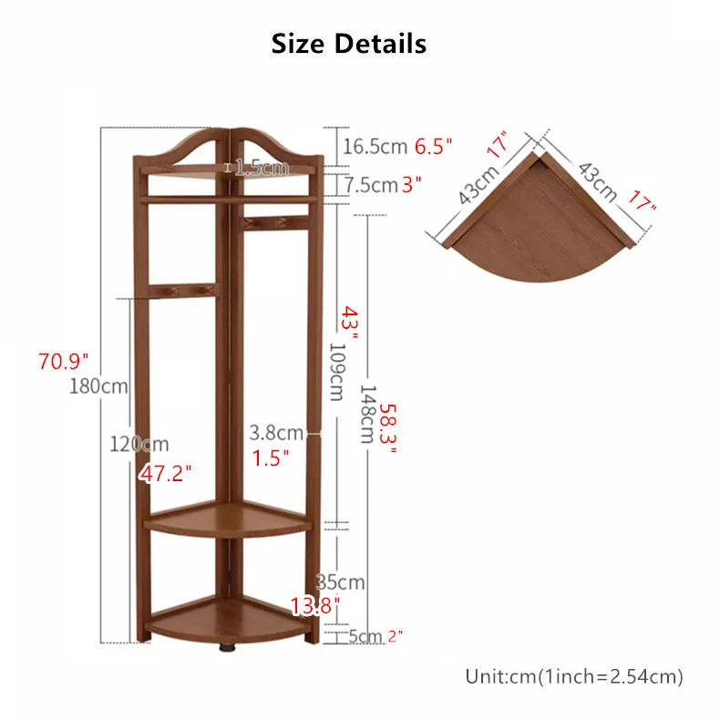 Eckgarderobe aus Massivholz mit verstellbarem Regal