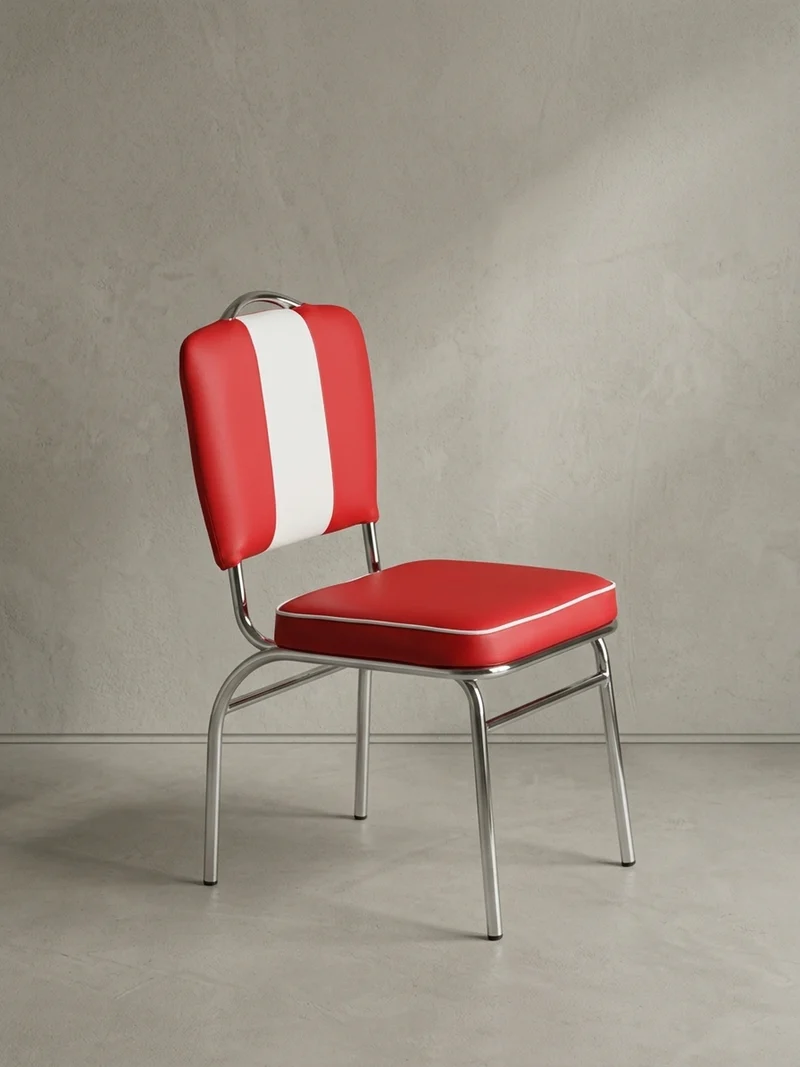 Esszimmerstuhl Kunstleder mit Metallgestell Retro 50er Jahre gepolstert