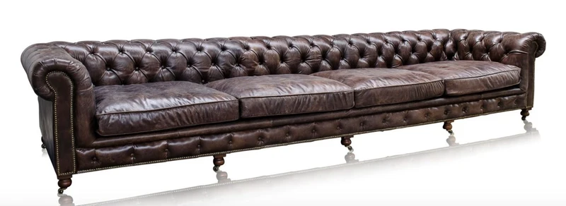 Casa Padrino Luxus 6er Sofa Braun 410 x 120 x H. 77 cm - Chesterfield Möbel