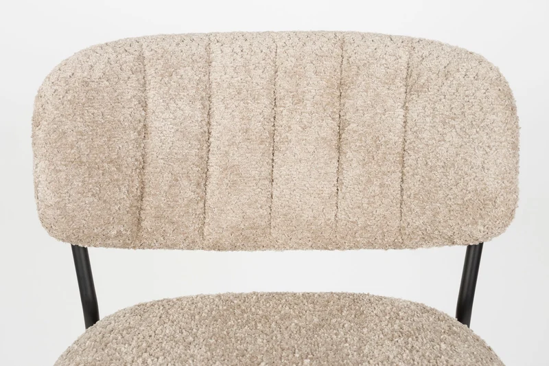Barhocker Jolien im 2er-Set, Bouclé Beige mit schwarzem Metallgestell