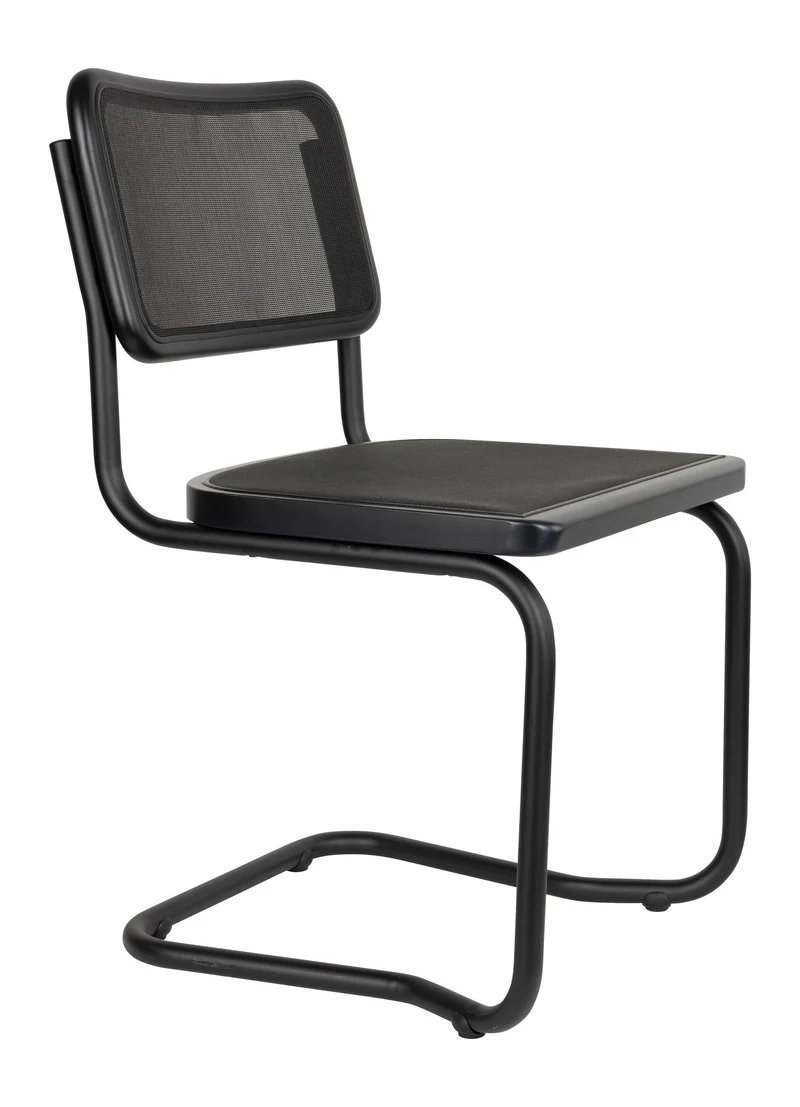 Esszimmerstuhl Carree im 2er-Set, Schwarz mit Mesh-Rückenlehne
